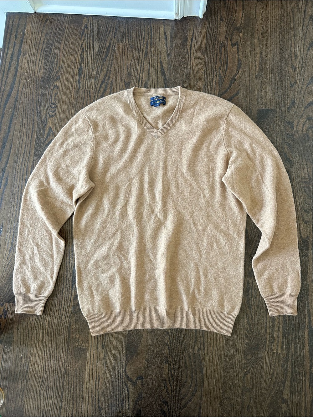 Club Room 100% 2-ply Cashmere V-Neck Sweater Men’s Large Camel Beige
